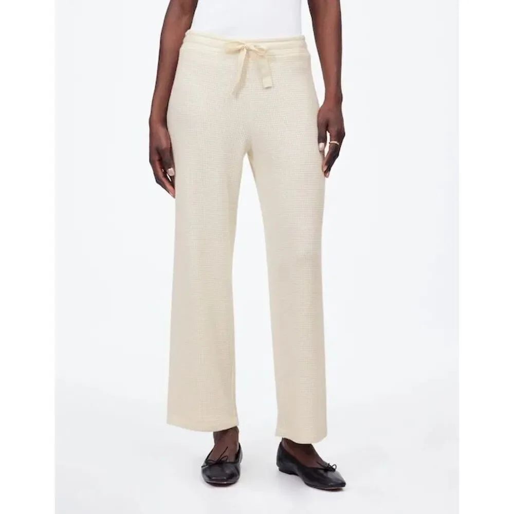 Madewell Knit Joggers Women’s Small – Cream Cozy Lounge Pants Drawstring Waist